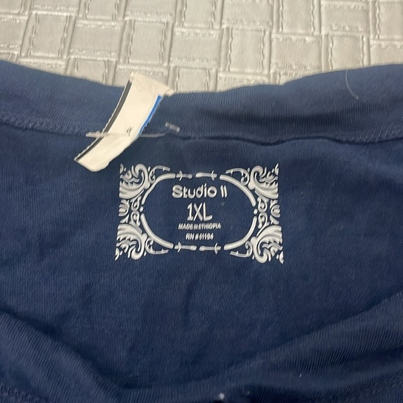 Studio II Navy Blue Tie Front Short Sleeve Tee Women’s 1X - Picture 3 of 7